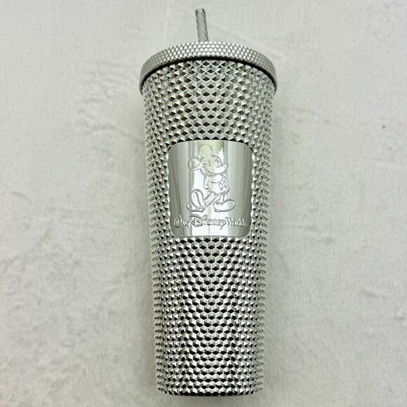 Walt Disney World Starbucks Limited Edition Silver Studded Vente Tumbler Cap Str - Picture 1 of 6